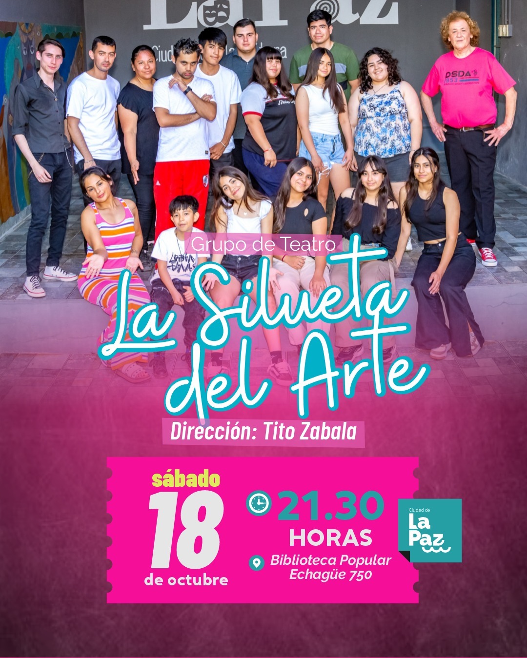 El grupo “La Silueta del Arte” se presenta con una noche de teatro en la Biblioteca Popular